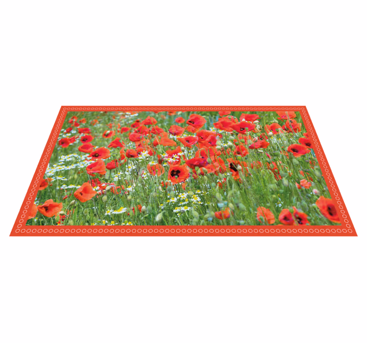 Realistic poppy field floral vinyl rug - TenStickers