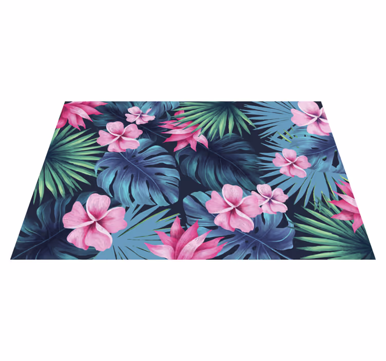 Tropical floral motif floral vinyl rug - TenStickers