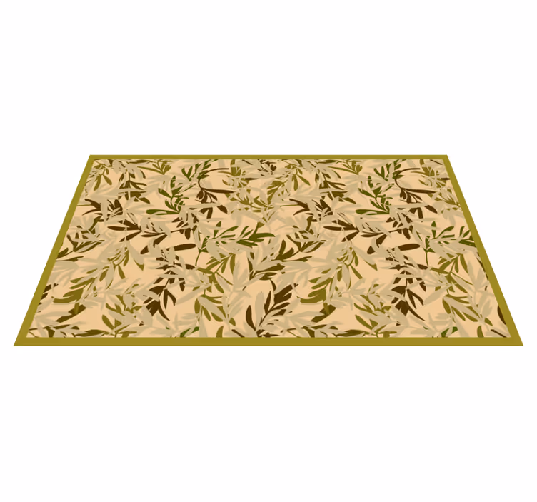 Foliage green motif floral vinyl rug - TenStickers