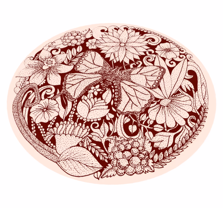 Delicate wing design floral vinyl rug - TenStickers
