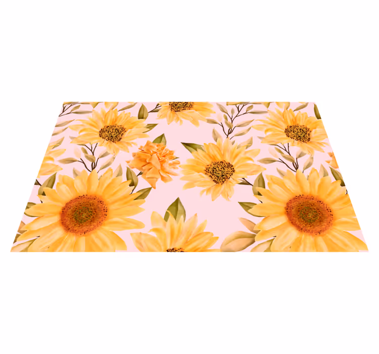 Sunflower Botanical Idea floral vinyl rug - TenStickers