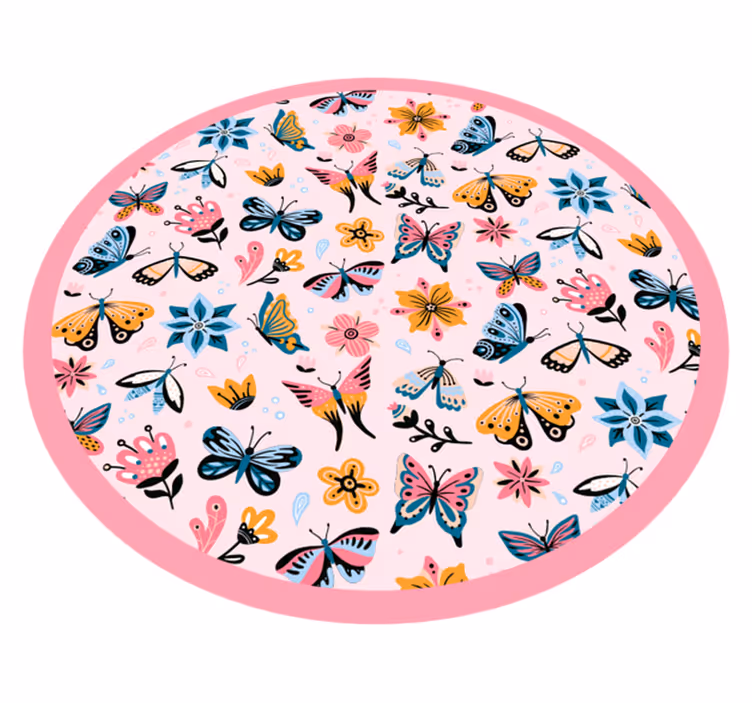 Vibrant Butterfly Emblem kids vinyl rug - TenStickers