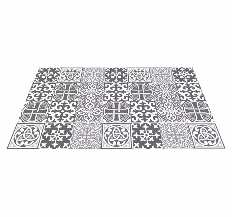 Sophisticated grey arrangements tile vinyl rug - TenStickers