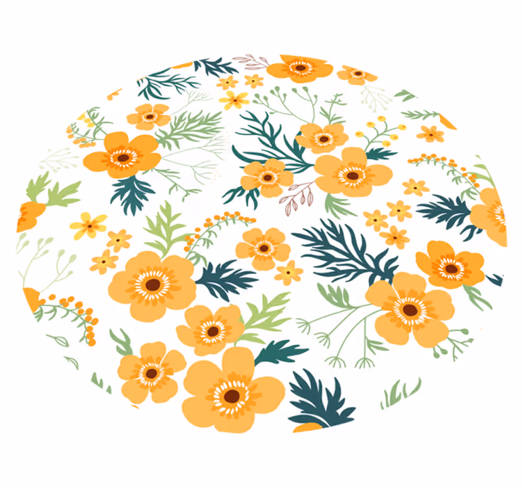 Orange flowers and leaves floral rug - TenStickers