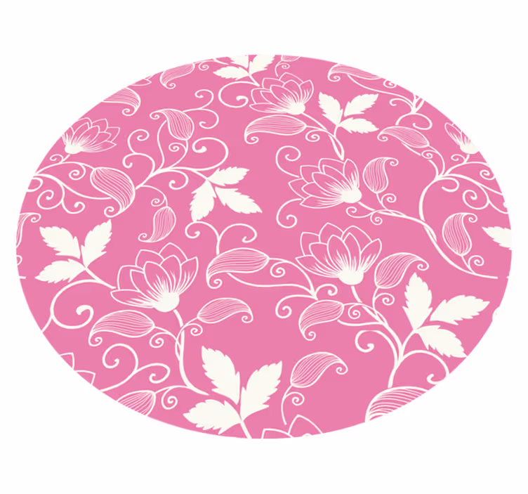 Pink Flower Spirals floral vinyl rug - TenStickers