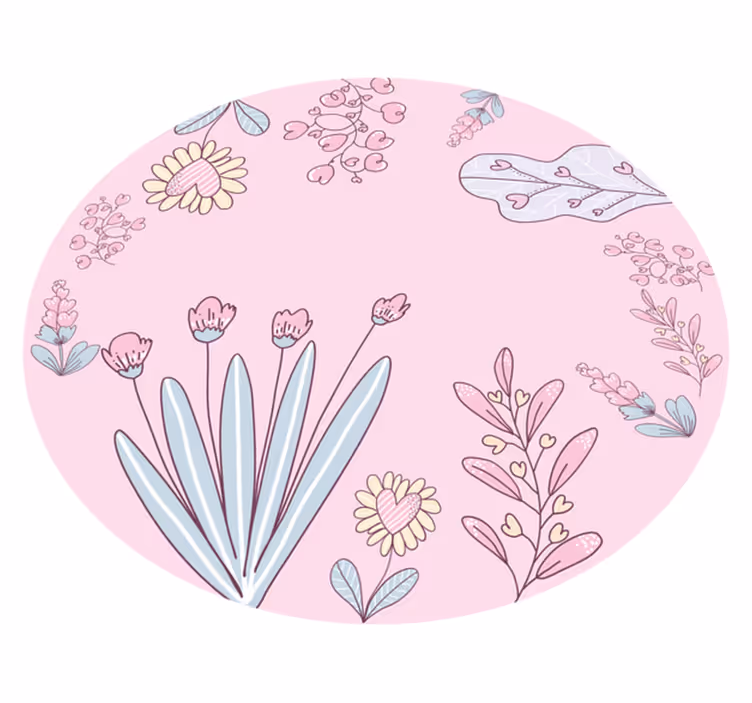 Floral vinyl rug floral heart designs - TenStickers