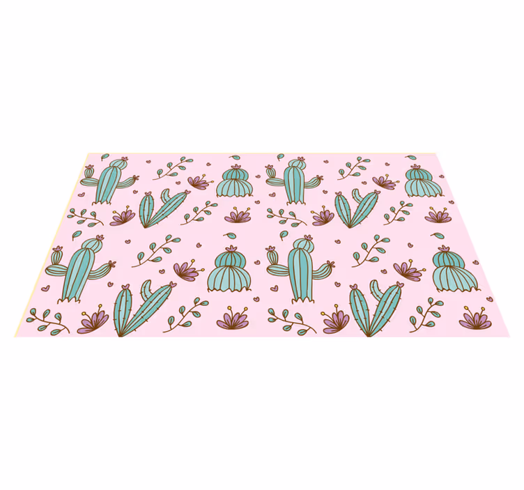Cactus floral pattern floral vinyl rug - TenStickers