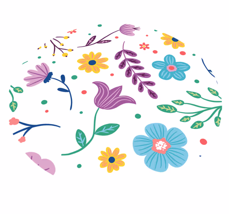Vibrant Botanical Motivation floral vinyl rug - TenStickers