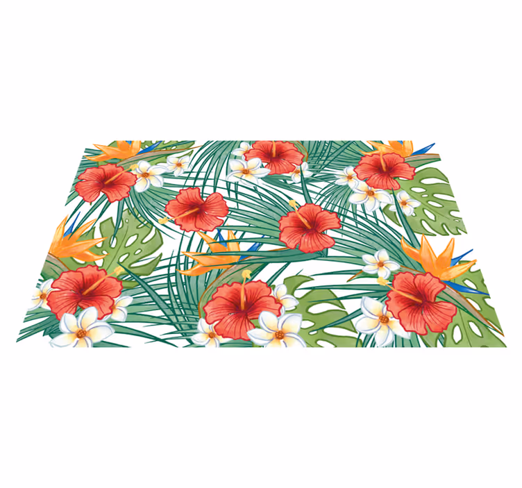 Tropical floral design floral vinyl rug - TenStickers
