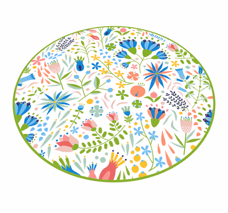 Floral Patterns Delight circular vinyl rug - TenStickers