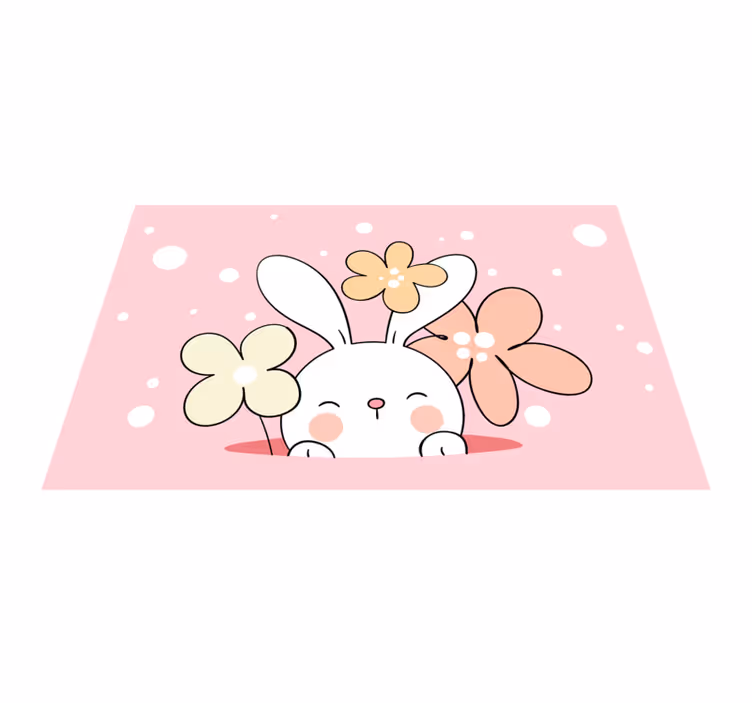 Baby bunny illustration kids vinyl rug - TenStickers