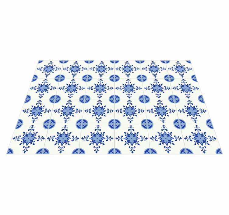 Blue and white tiles bathroom flooring - TenStickers