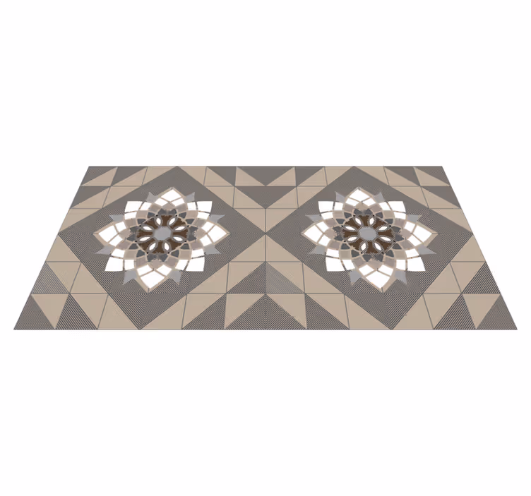 Geometric Floral Motif mosaic vinyl rug - TenStickers
