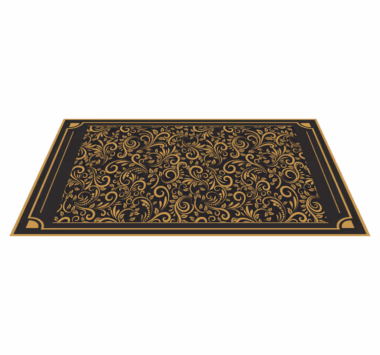 Golden elegant foliage hallway vinyl rug - TenStickers
