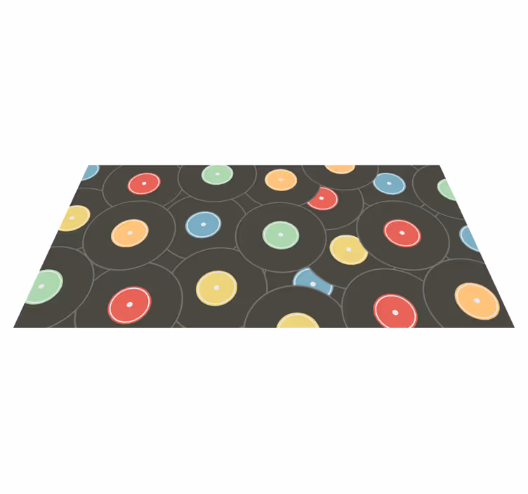 Teenage bedroom vinyl rug in vibrant vinyl discs - TenStickers