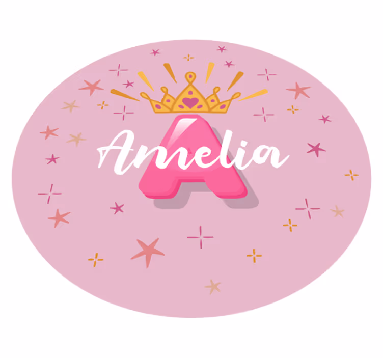 Princess personalised name kids vinyl rug - TenStickers