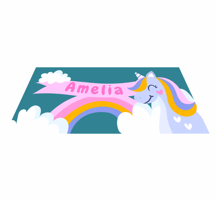 Rainbow unicorn costum kids vinyl rug - TenStickers