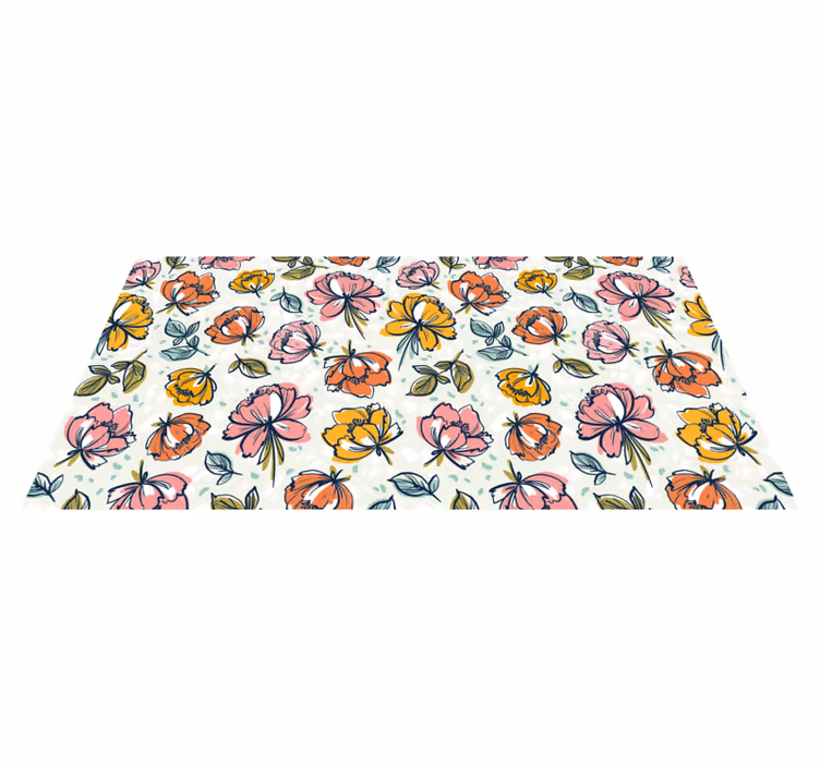Colored abstract flower pattern floral rug - TenStickers