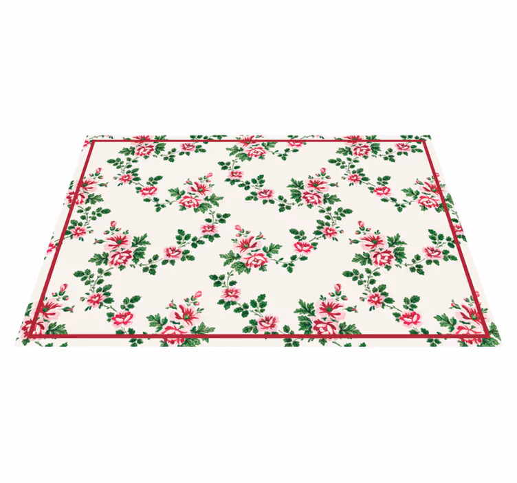 Floral vinyl rug with blooming floral patterns - TenStickers