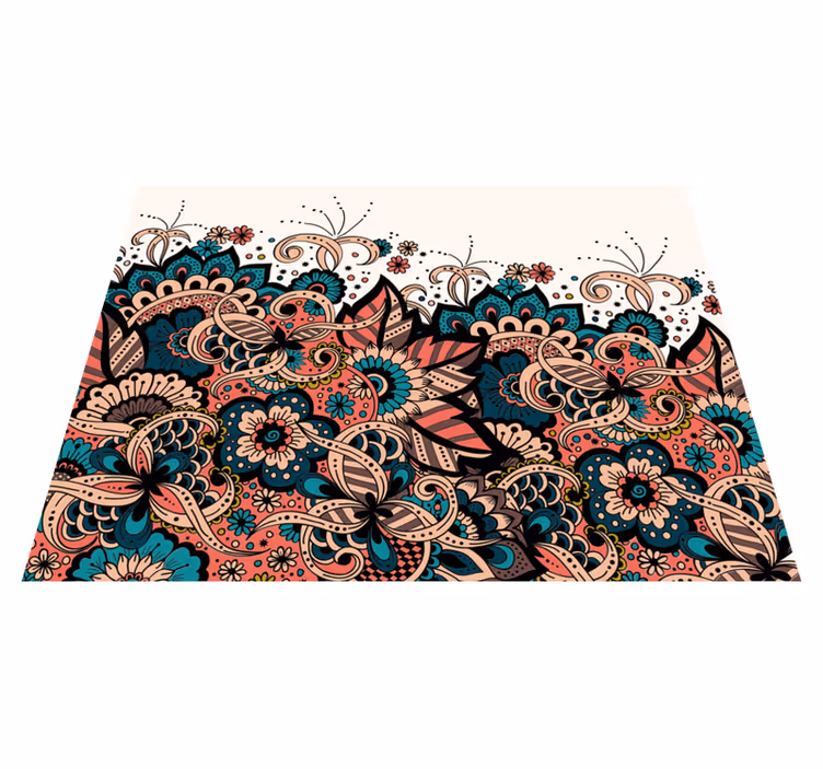 Lively Floral Elements mandala vinyl rug - TenStickers