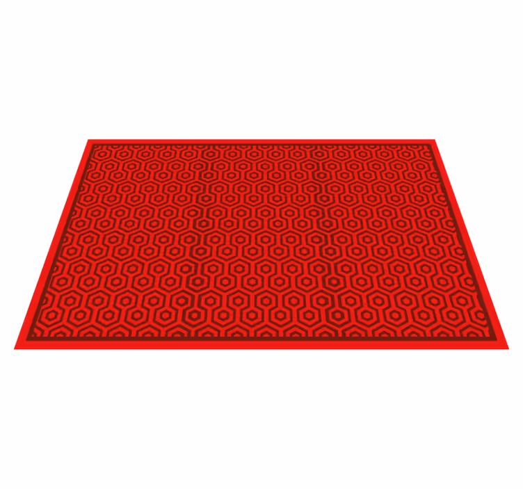 Red hexagonal arrangement geometric vinyl rug - TenStickers