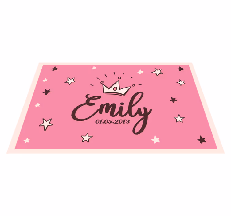 Name with crown and stars kids vinyl rug - TenStickers