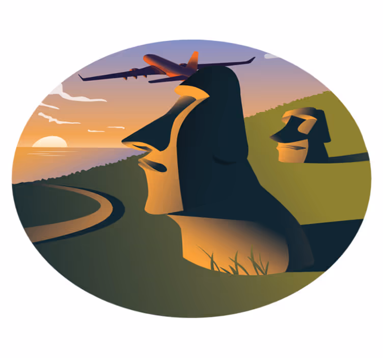 Easter Island Sunset circular vinyl rug - TenStickers