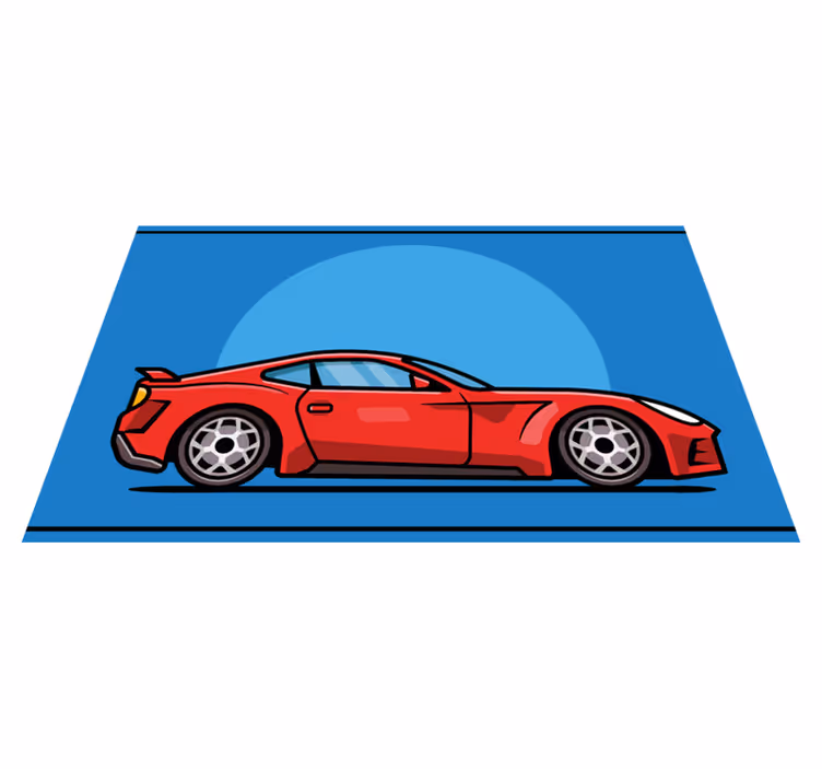 Red Sports Car teenage bedroom vinyl rug - TenStickers