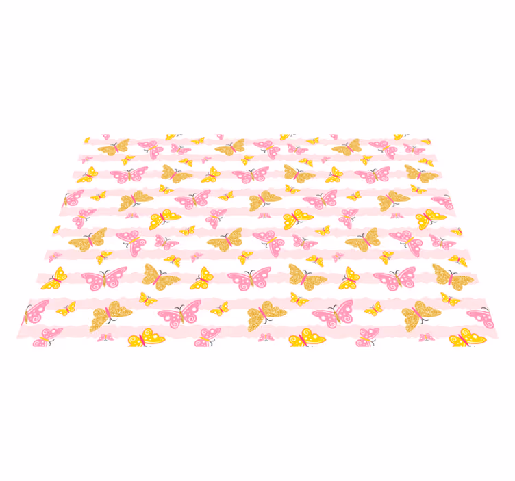Cute pink butterflies bedroom rug - TenStickers