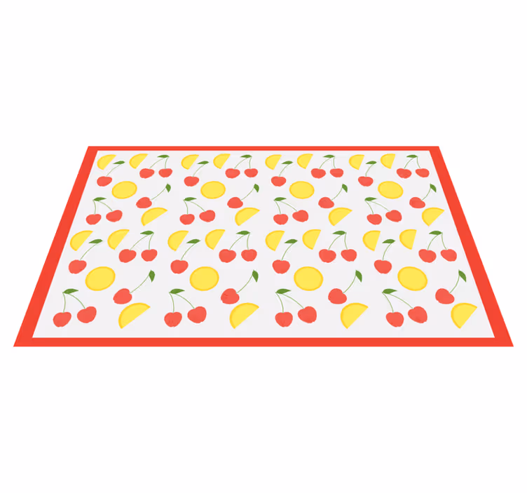 Cherry and Lemon Motif kitchen vinyl rug - TenStickers