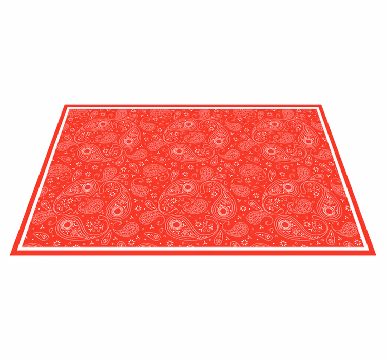 Red paisley pattern world map vinyl rug - TenStickers