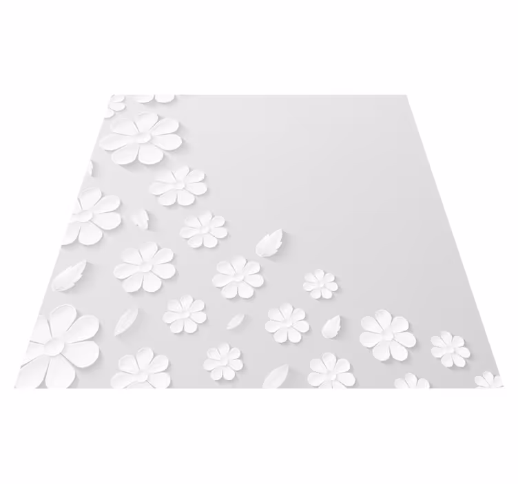 White floral pattern floral vinyl rug - TenStickers