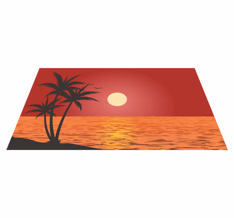 Tropical Sunset Landscape nature vinyl rug - TenStickers