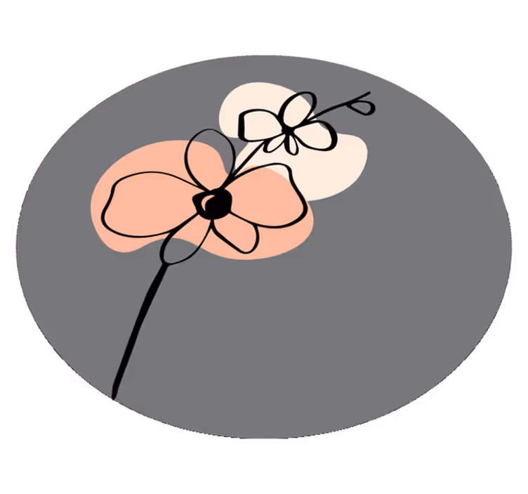 Minimalist stylish grey design floral vinyl rug - TenStickers