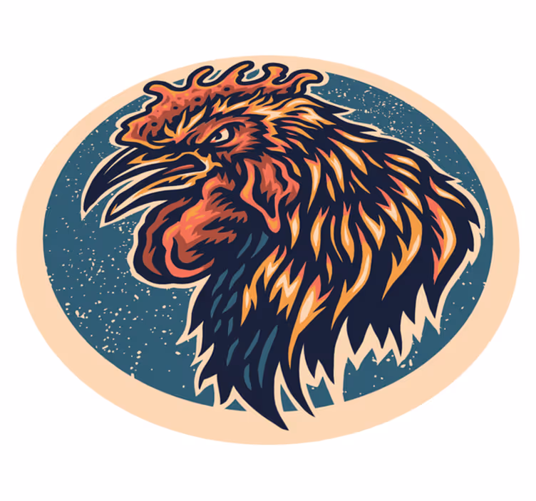 Rooster Head Illustration teenage bedroom vinyl rug - TenStickers