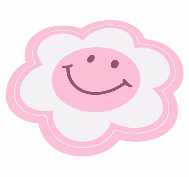 Smiley Floral Emblem teenage bedroom vinyl rug - TenStickers