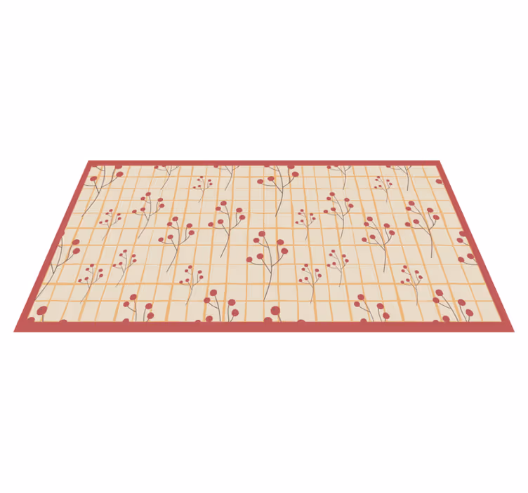 Squarred grid pattern floral vinyl rug - TenStickers