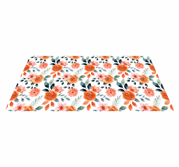 Delightful Botanical Motif floral vinyl rug - TenStickers