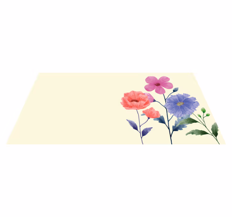 Floral vinyl rug vibrant botanical design - TenStickers