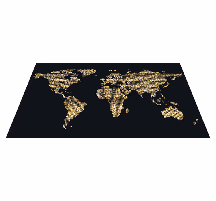 Modern black and gold world map rug - TenStickers