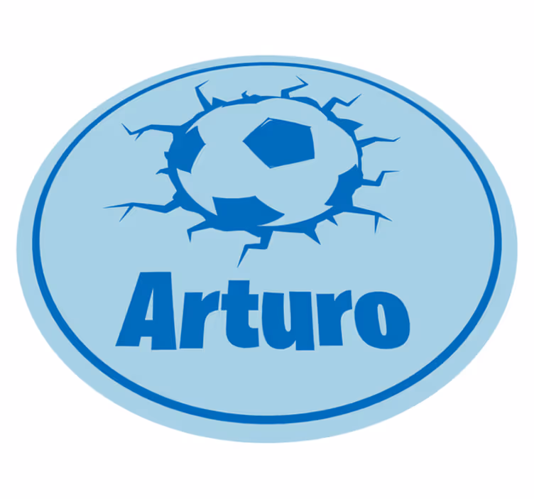 Beaking football ball with name kids vinyl rug - TenStickers