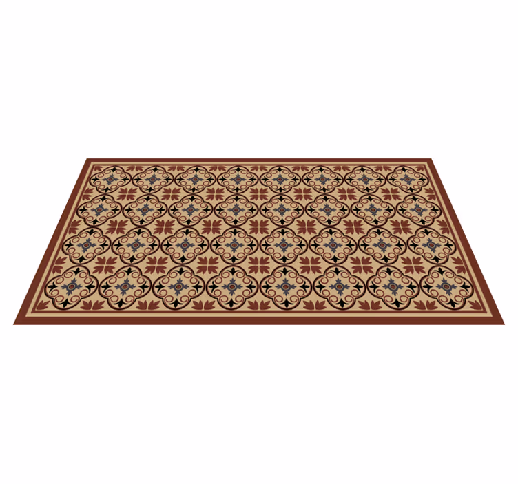 Geometric floral elements mosaic vinyl rug - TenStickers