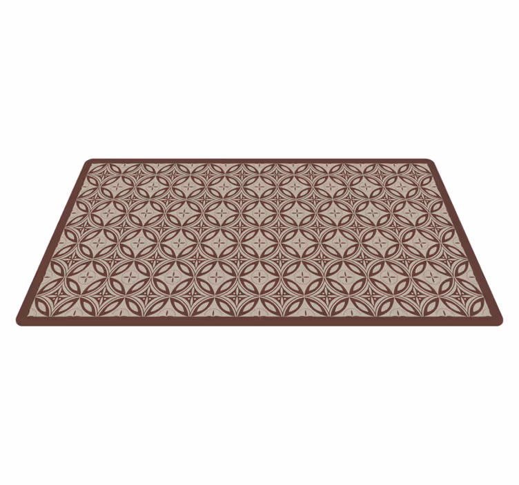 Brown Patterned Shapes mosaic vinyl rug - TenStickers