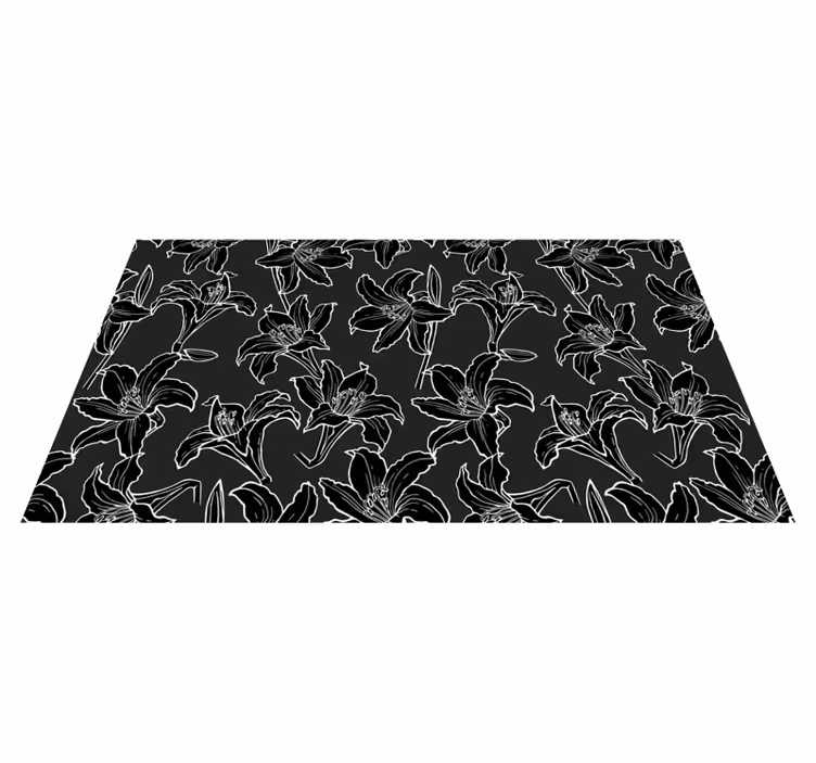 Black Flower Composition floral vinyl rug - TenStickers