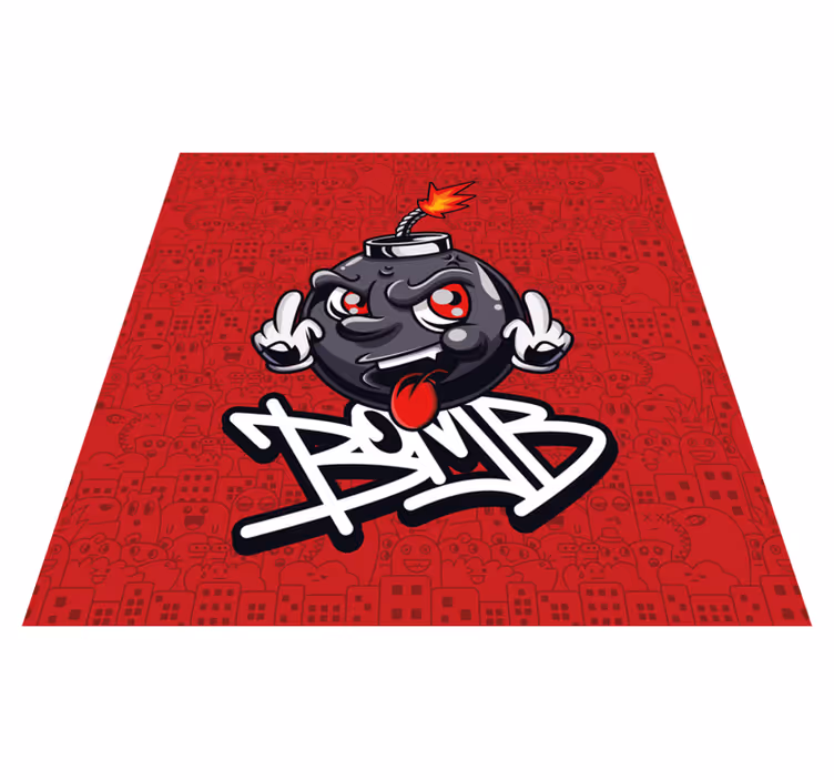 Cartoon Bomb Character teenage bedroom vinyl rug - TenStickers