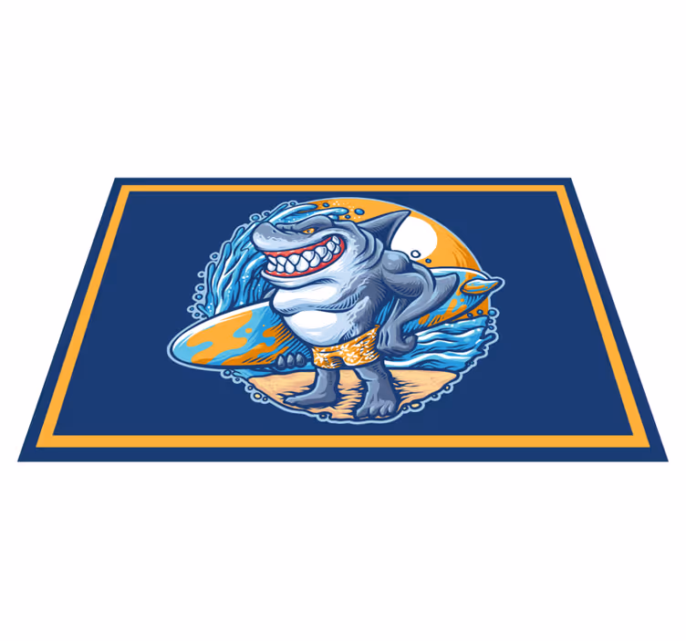 Cheerful Shark Character teenage bedroom vinyl rug - TenStickers