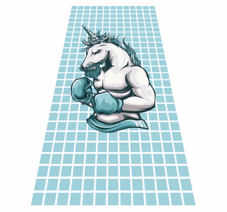 Boxing Unicorn Illustration teenage bedroom vinyl rug - TenStickers