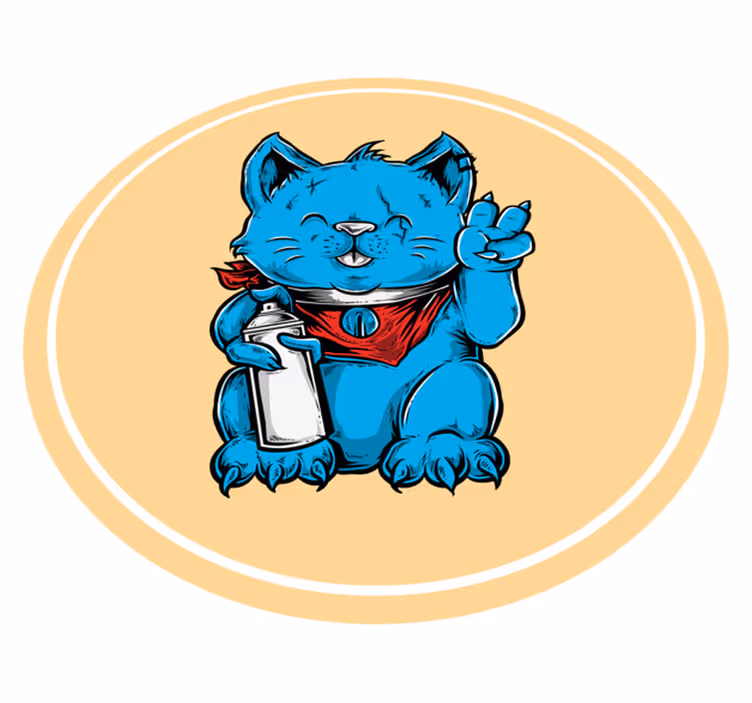 Blue cat with baby bottle animal vinyl rug - TenStickers