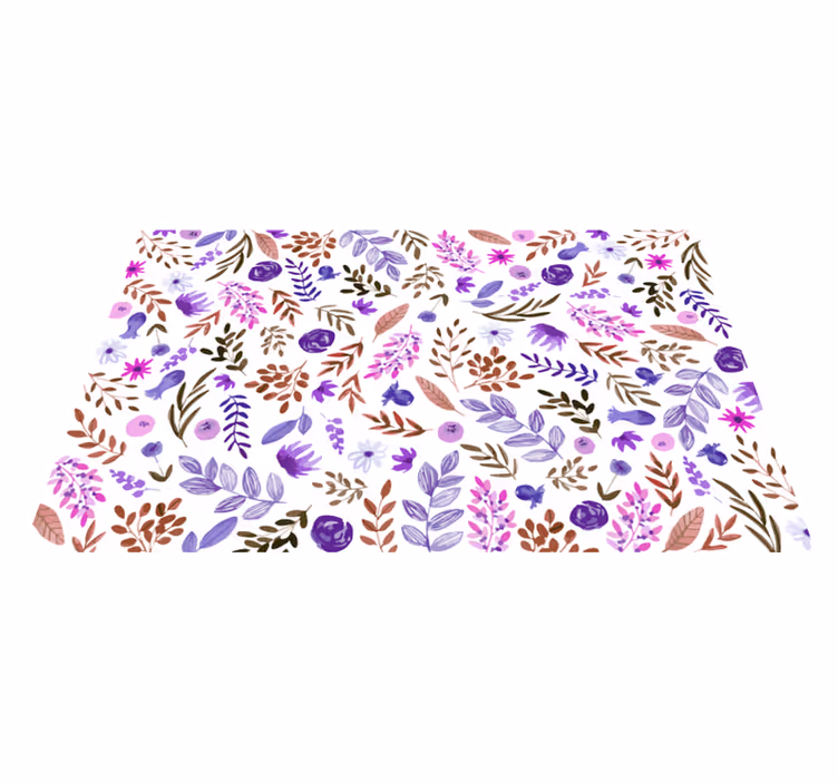 Purple watercolor petals floral rug - TenStickers