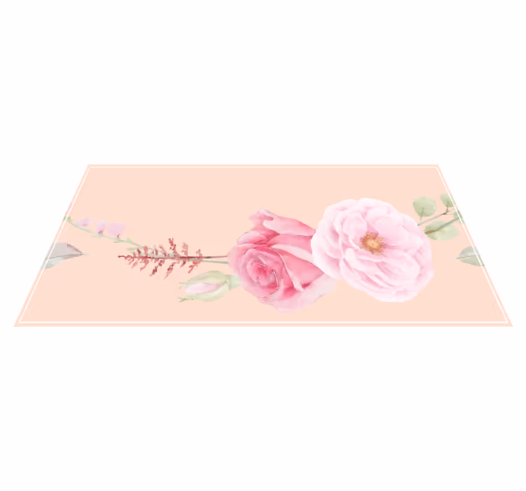 Blush Pink Blooms floral vinyl rug - TenStickers